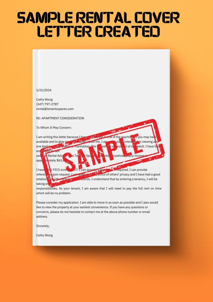 sample rental cover letter from tenantsspaces.com